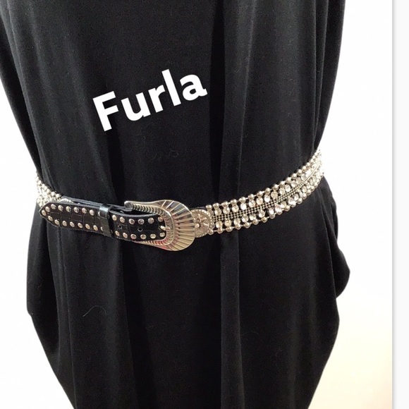Furla Accessories - Furla leather and rhinestone western belt M